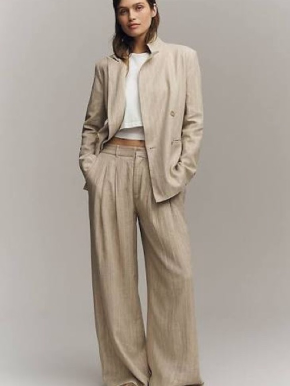 Avery linen blend stripe twill pants by Maeve